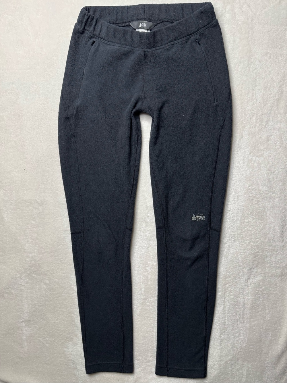 REI Co-op Fleece Tights Black Leggings Pockets Winter Thermal Running Hiking XS